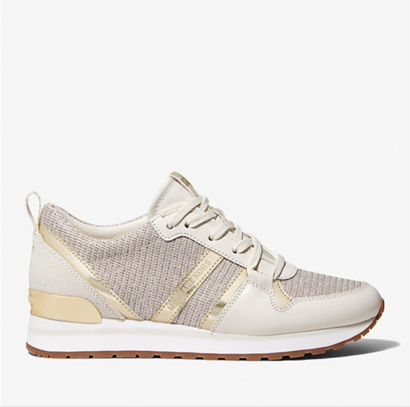 Michael Kors Dash Glitter Chain Mesh and Leather Trainer Sneakers - Picture 4 of 12